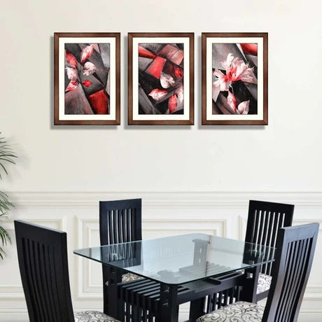 Abstract Floral Wall Frame – Modern Red Leaf Art